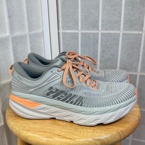 Hoka One One Bondi 7 Women's Running Shoes Size 8.5 Gray Harbor Mist/Sharkskin